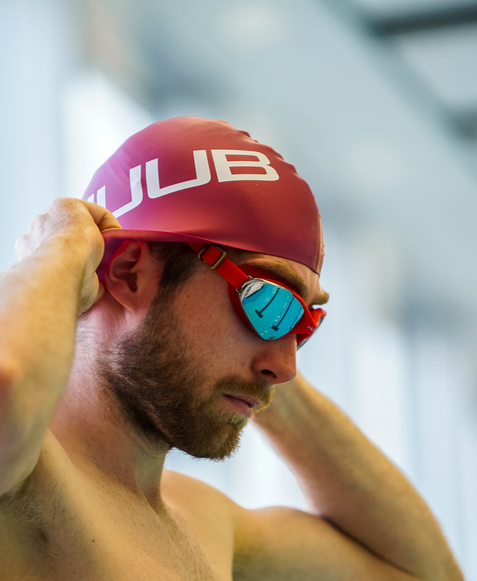 HUUB Vision wide-lens swim goggle in Red option
