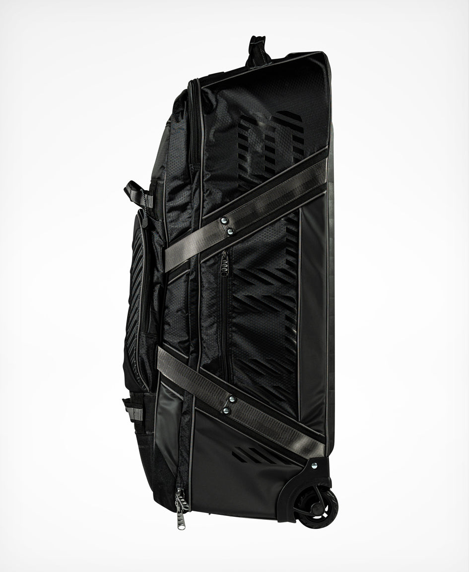 HUUB Travel Wheelie Bag – 95L, hard wheels, retractable handle, internal pockets, black pro athlete luggage