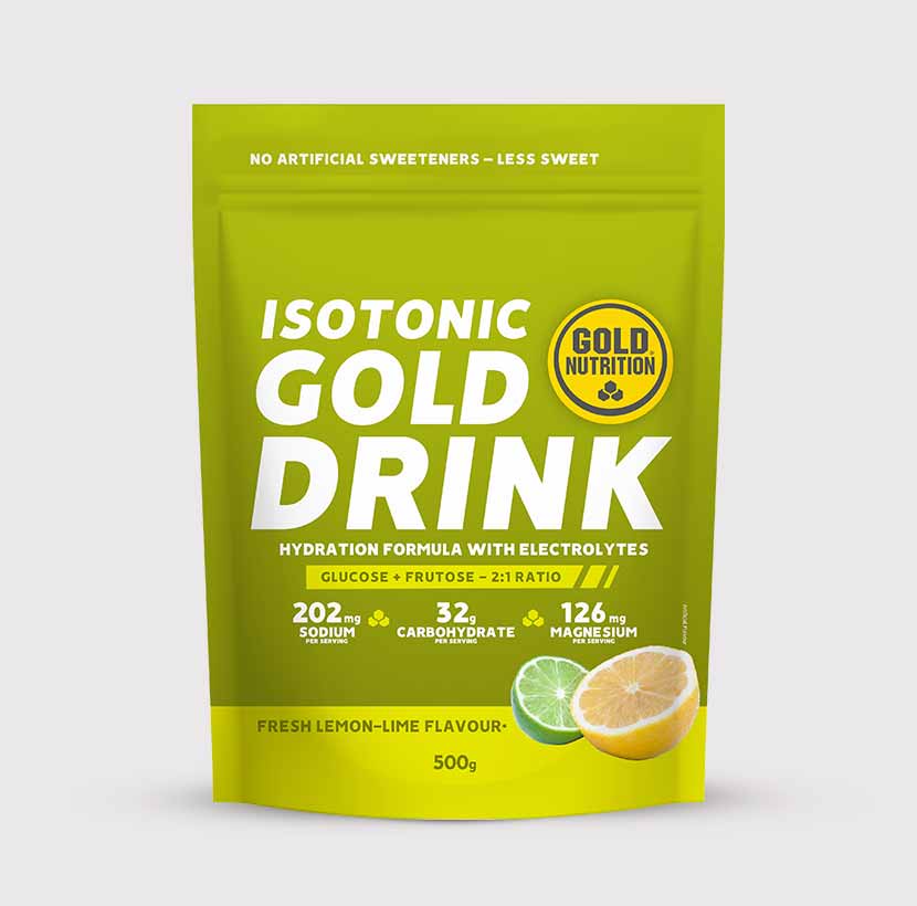 GoldNutrition Gold Drink 500g sports drink mix tub ready for bottle mixing