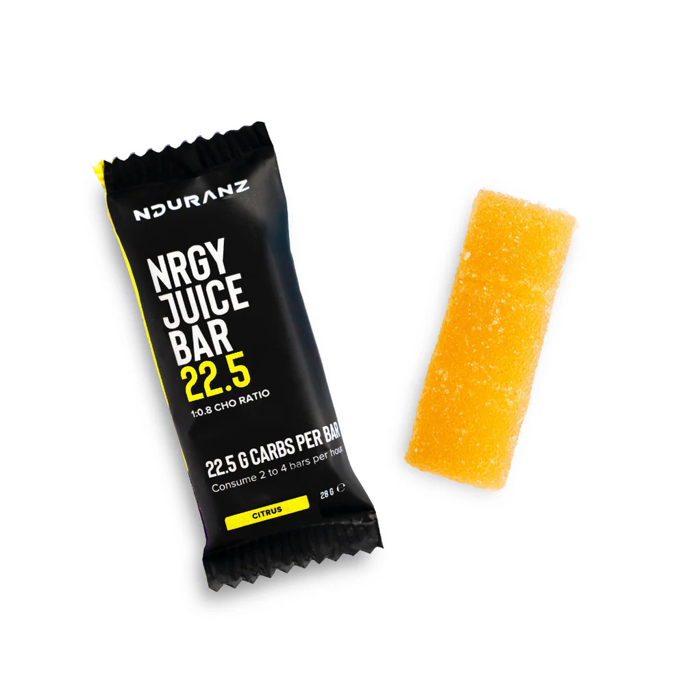 Energy Juice Bar 22.5 by Nduranz showing a close-up of the nutritious, fresh fruit-filled energy bar with vibrant colors.