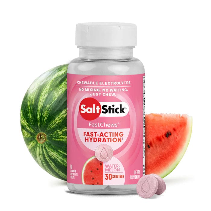 SaltStick Fastchews single serve coconut pineapple electrolyte chews in a package, designed for hydration and energy support.