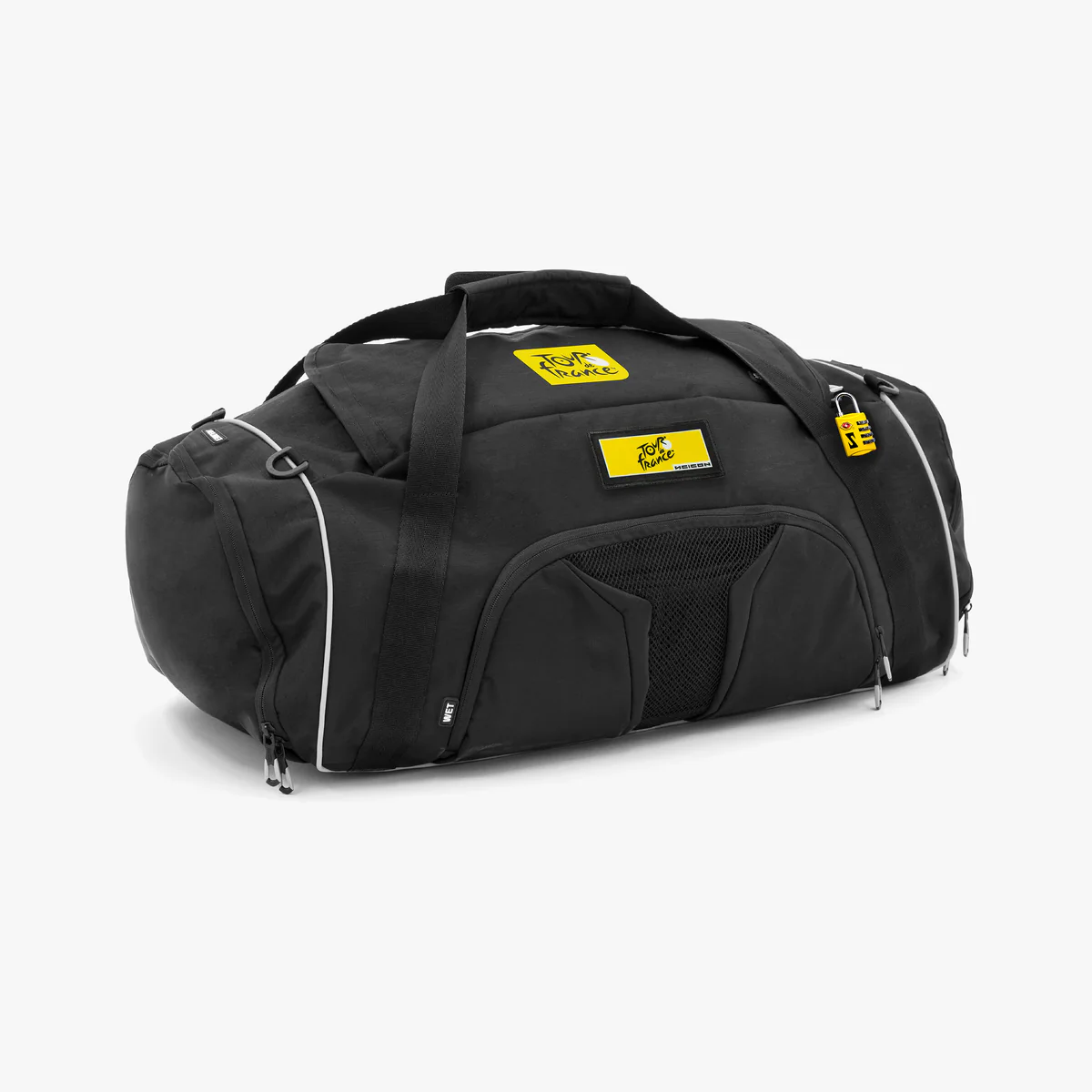 Scicon 50-liter duffel bag with durable fabric, sturdy handles, and a spacious main compartment for travel and sports gear.
