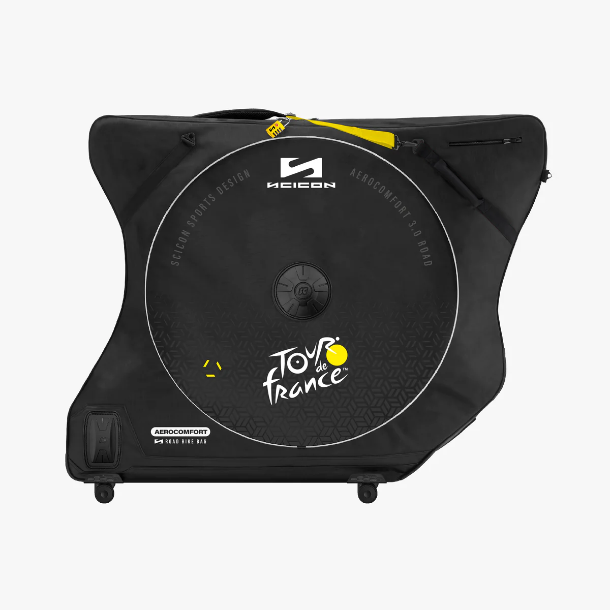 Scicon Aerocomfort 3.0 road bike travel bag with padded interior, sturdy wheels, and secure straps for safe cycling gear transport